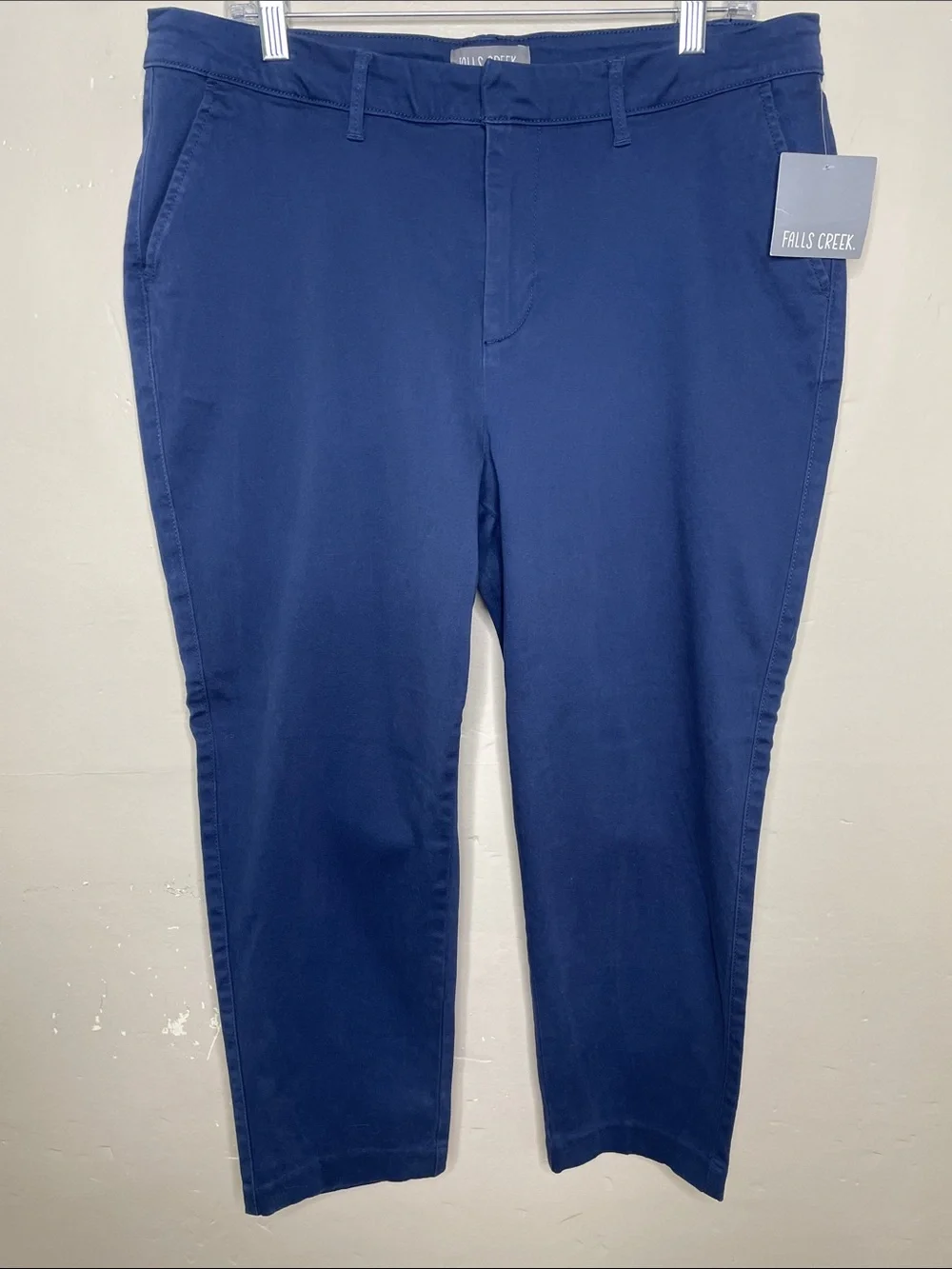 FALLS CREEK Women’s Blue Chino Cropped Pants Cotton Blend Normcore NWT 18